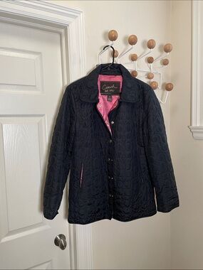 Coach Y2K Quilted Puffer Jacket with Pink Interior Black  - M